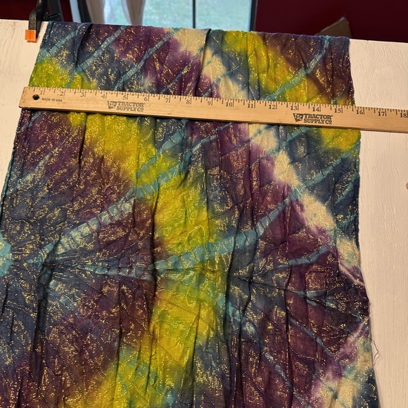 Mudd Tie Dye Metallic Scarf Wrap Shawl Fringe Boho Festival Hippie Viscose - Picture 2 of 7
